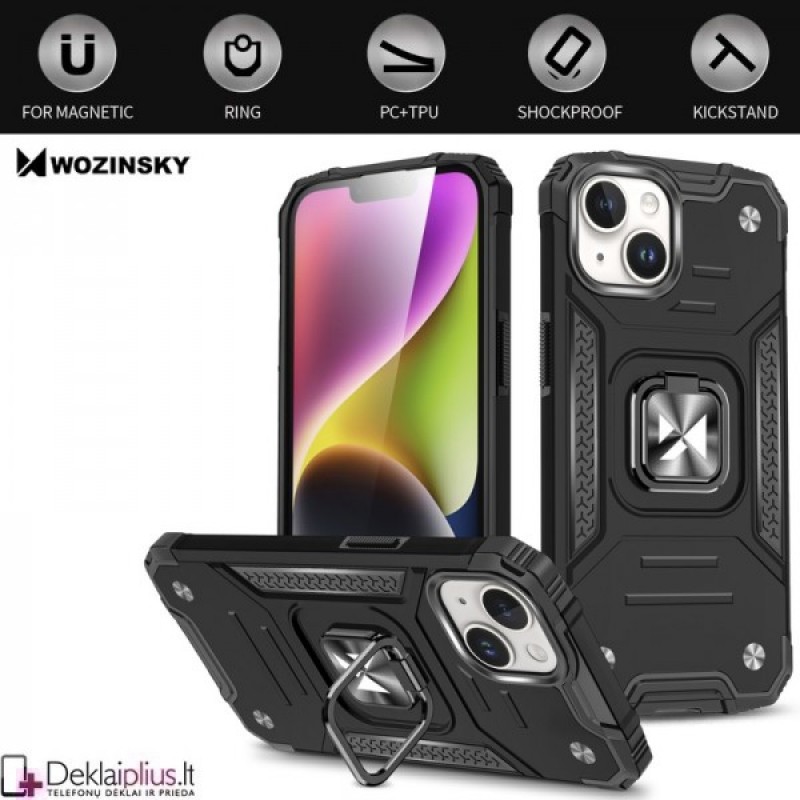 Wozinsky smūgiams atsparus dėklas su žiedu - juodas (Apple Iphone 15 Plus) Wozinsky smūgiams atsparus dėklas su žiedu - juodas (Apple Iphone 15 Plus)